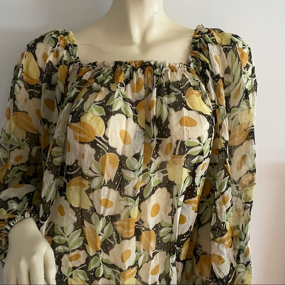 Floral Kate moss x top shop flowy bohemian style peasant long sleeve dress - Picture 7 of 13